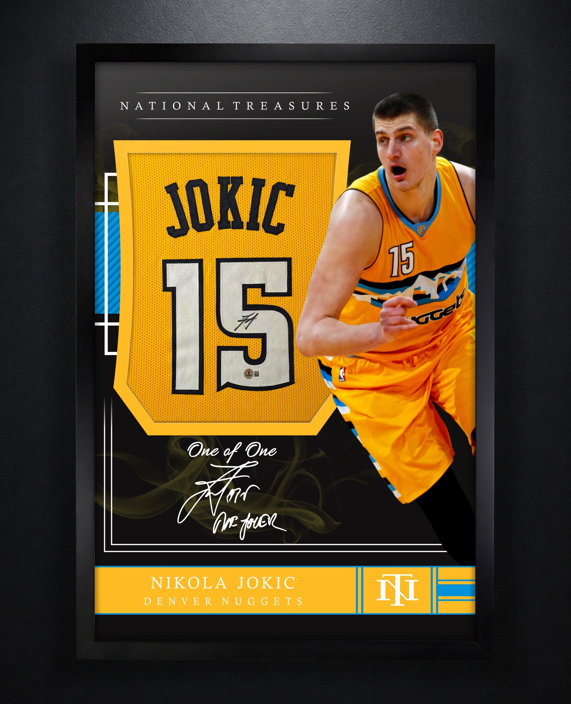 Nikola Jokic Signed Denver Nuggets Jersey Framed Beckett COA - Photo of frame