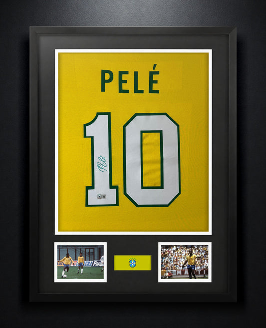 Pele Signed Brazil Jersey Framed Beckett COA - Photo of frame