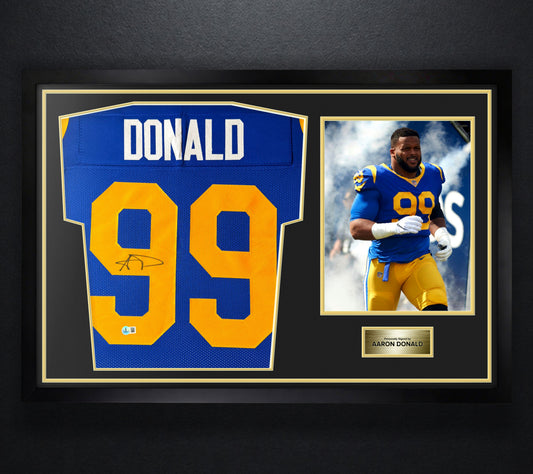 Aaron Donald Signed Los Angeles Rams Jersey Framed Beckett COA - Photo of frame