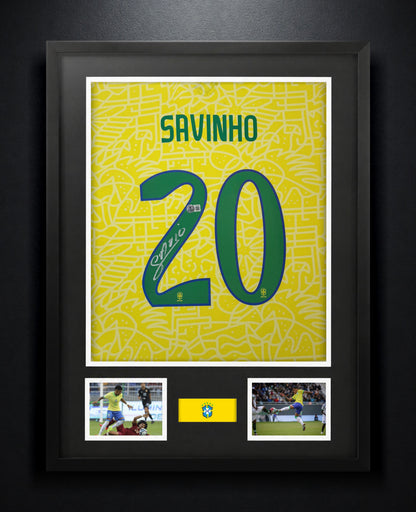 Savinho Signed Brazil Nike Jersey Framed Beckett COA - Photo of frame