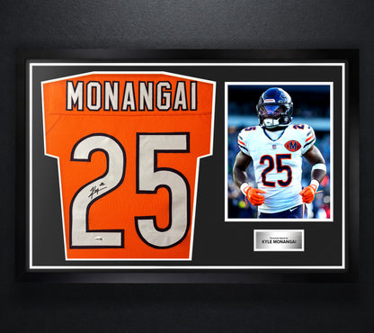 Kyle Monangai Signed Chicago Bears Jersey Framed JSA COA - Photo of frame