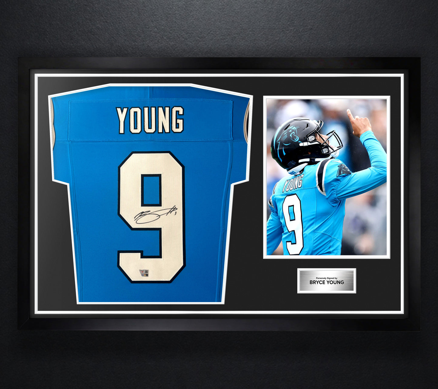 Bryce Young Signed Carolina Panthers Nike Jersey Framed Fanatics COA - Photo of frame