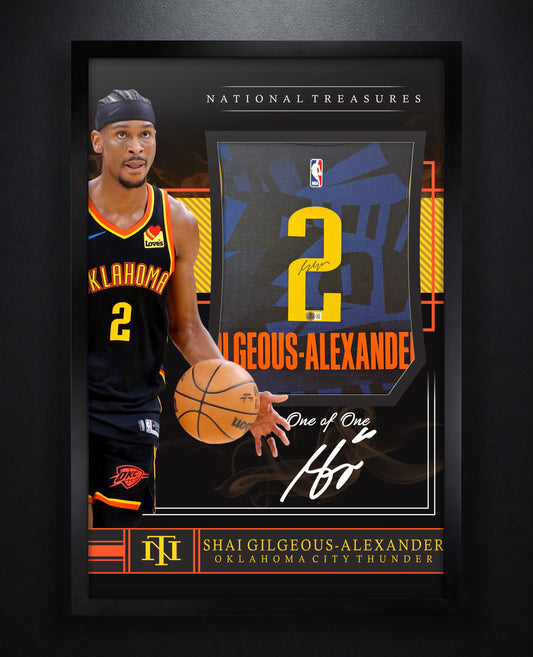 Shai Gilgeous-Alexander Signed Oklahoma City Thunder Nike Jersey Framed Beckett COA - Photo of frame