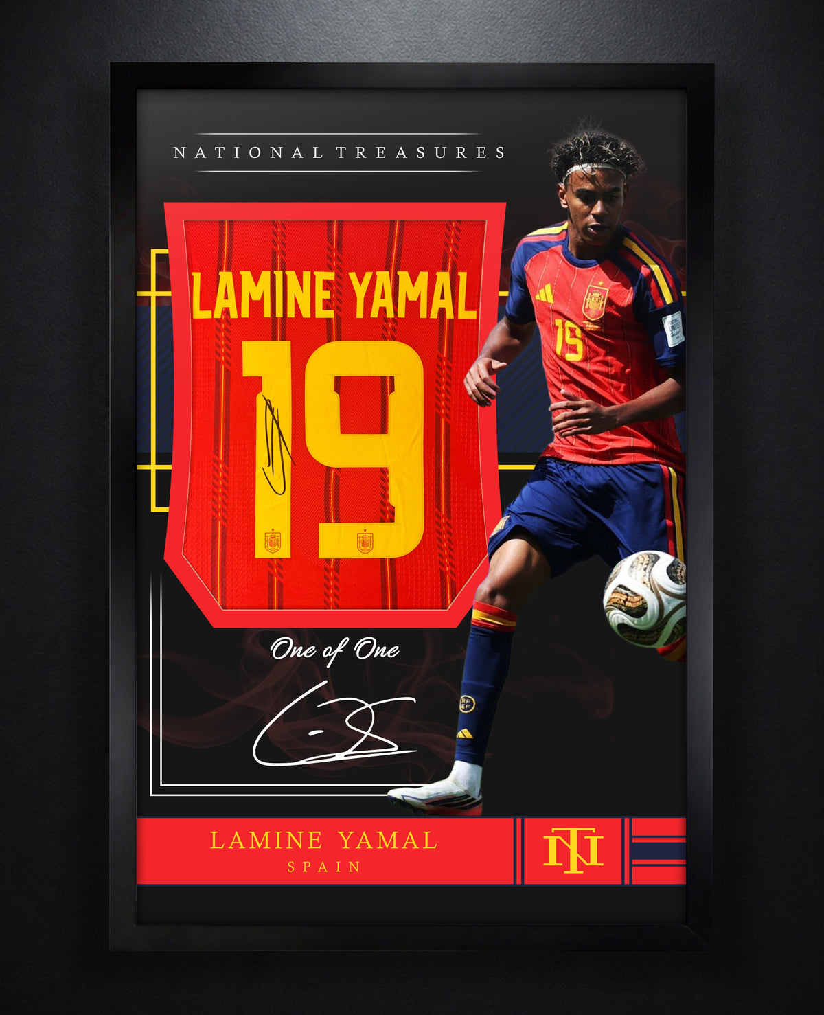 Lamine Yamal Signed Spain Jersey Framed Beckett LOA & COA - Photo of frame