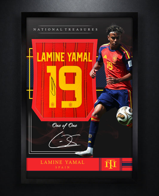 Lamine Yamal Signed Spain Jersey Framed Beckett LOA & COA - Photo of frame