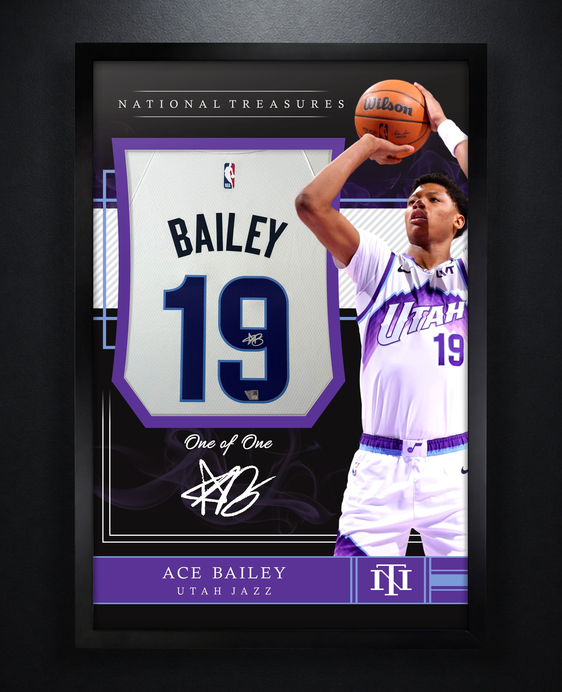 Ace Bailey Signed Utah Jazz Nike Jersey Framed Fanatics COA - Photo of frame