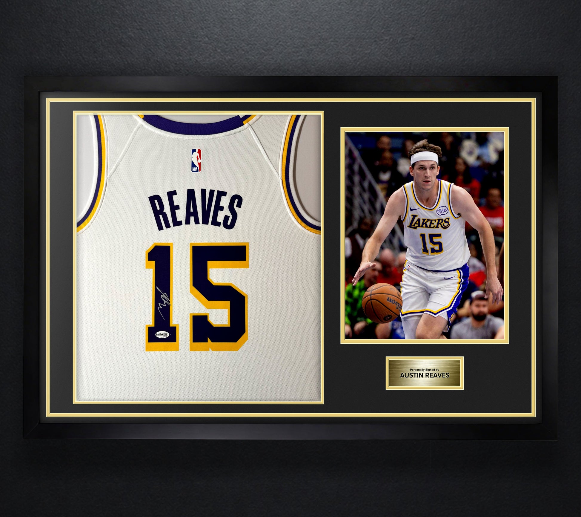 Austin Reaves Signed Los Angeles Lakers Nike Jersey Framed JSA COA - Photo of frame