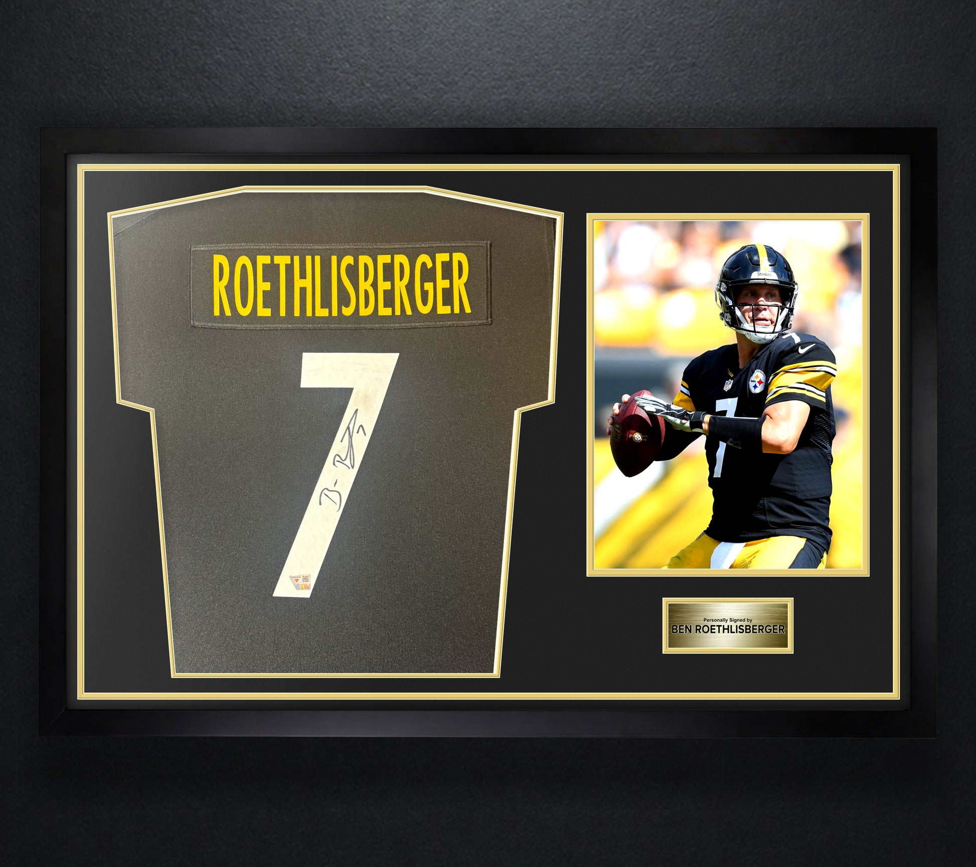 Ben Roethlisberger Signed Pittsburgh Steelers Nike Jersey Framed Fanatics COA - Photo of frame