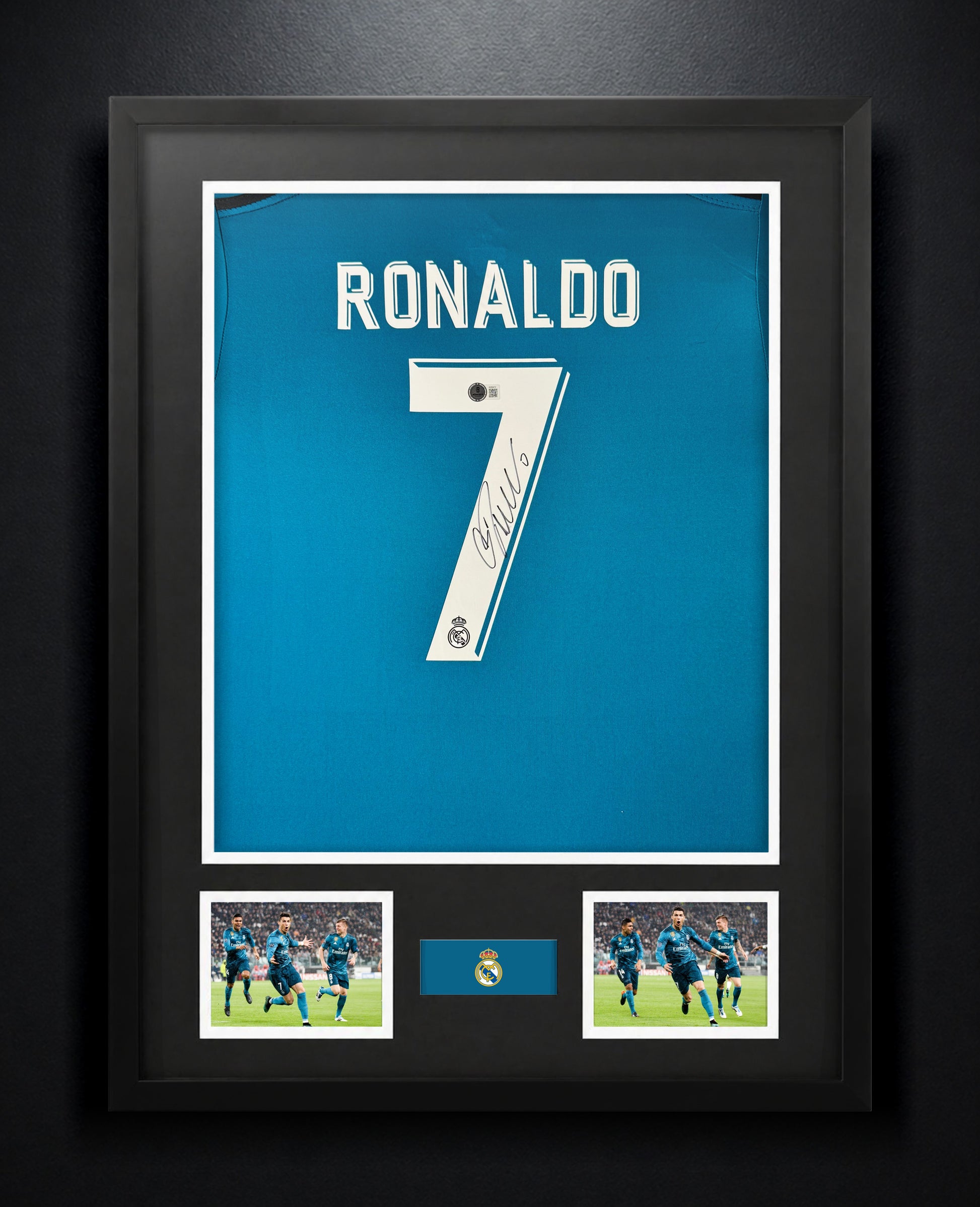 Cristiano Ronaldo Signed Real Madrid Adidas Jersey Framed Beckett LOA & COA - Photo of frame