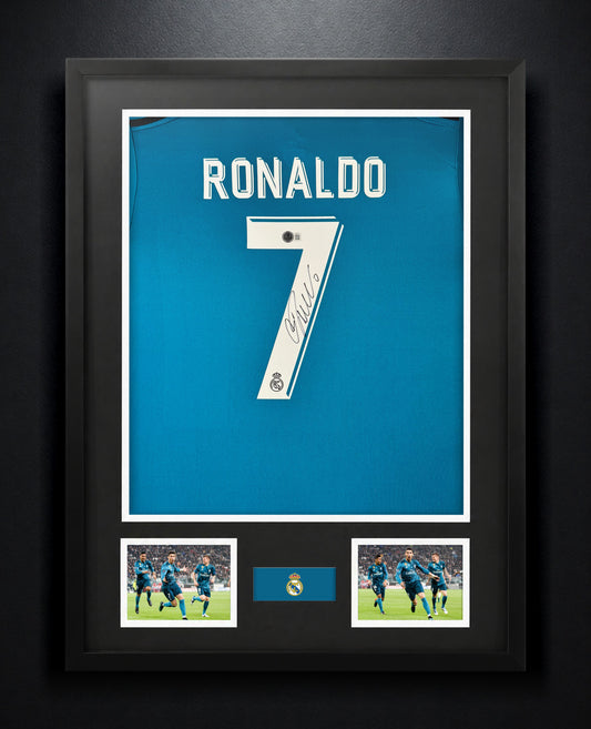 Cristiano Ronaldo Signed Real Madrid Adidas Jersey Framed Beckett LOA & COA - Photo of frame