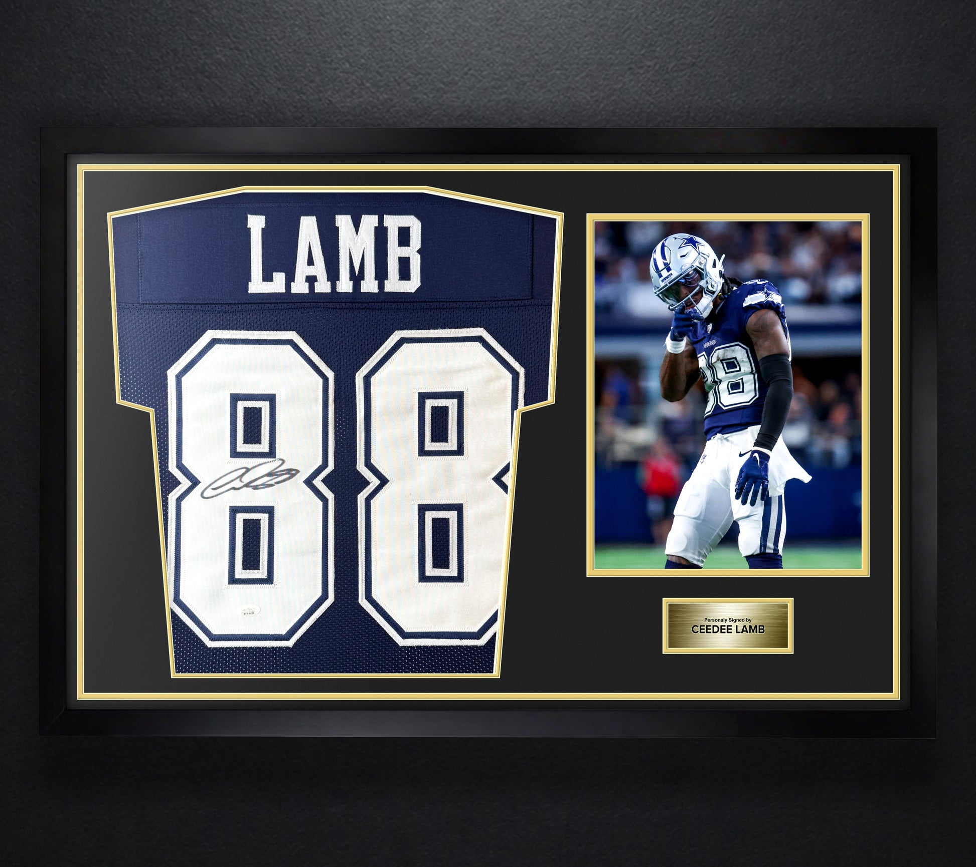 CeeDee Lamb Signed Dallas Cowboys Jersey Framed JSA COA - Photo of frame