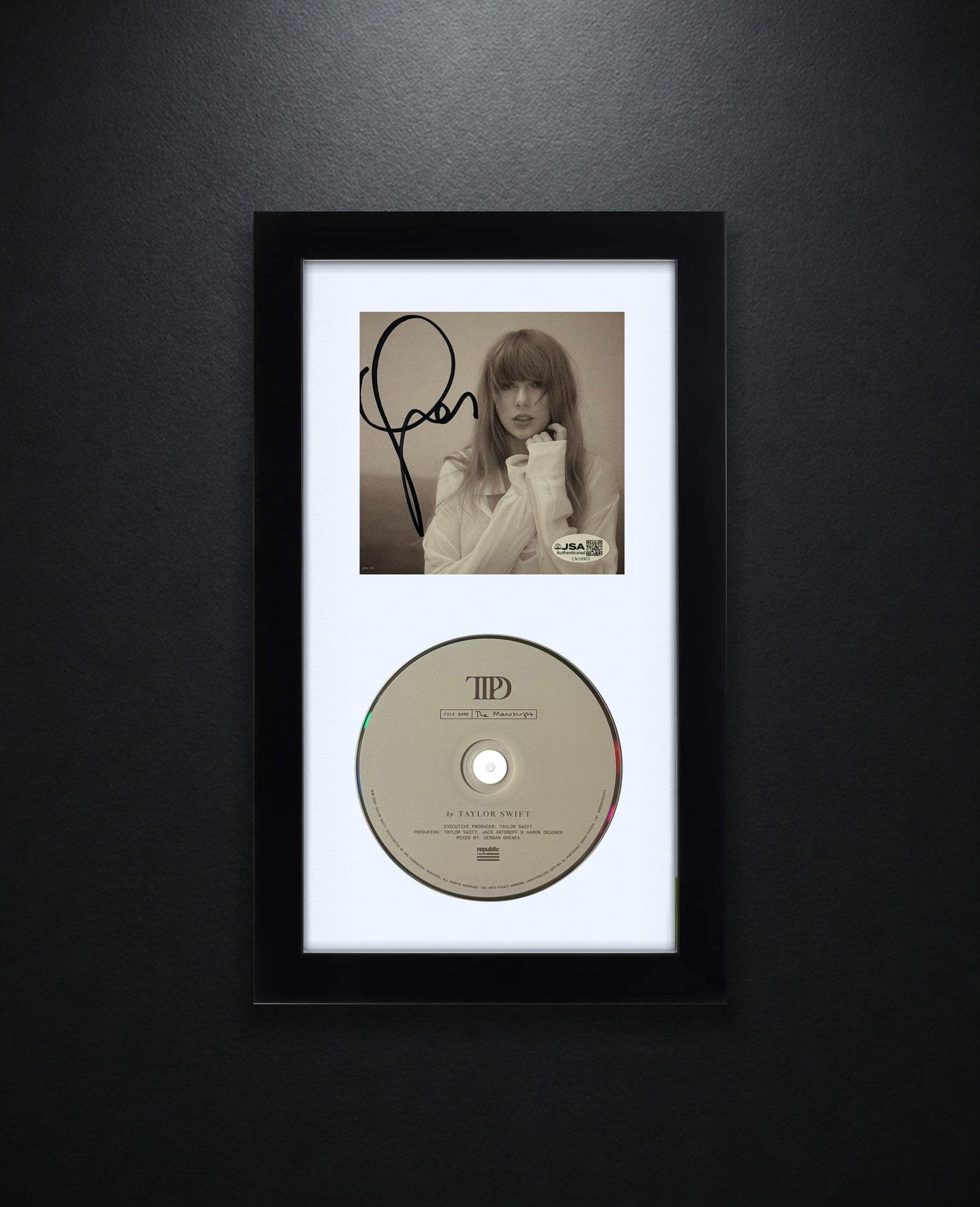 Taylor Swift Signed The Tortured Poets Department CD Insert Framed JSA COA - Photo of frame