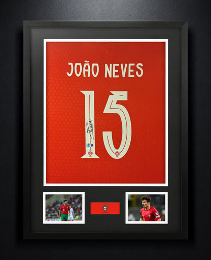 Joao Neves Signed Portugal Puma Jersey Framed Beckett COA - Photo of frame