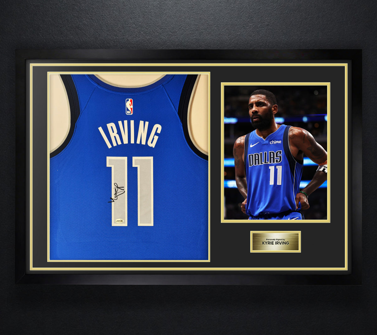 Kyrie Irving Signed Dallas Mavericks Nike Jersey Framed JSA COA - Photo of frame