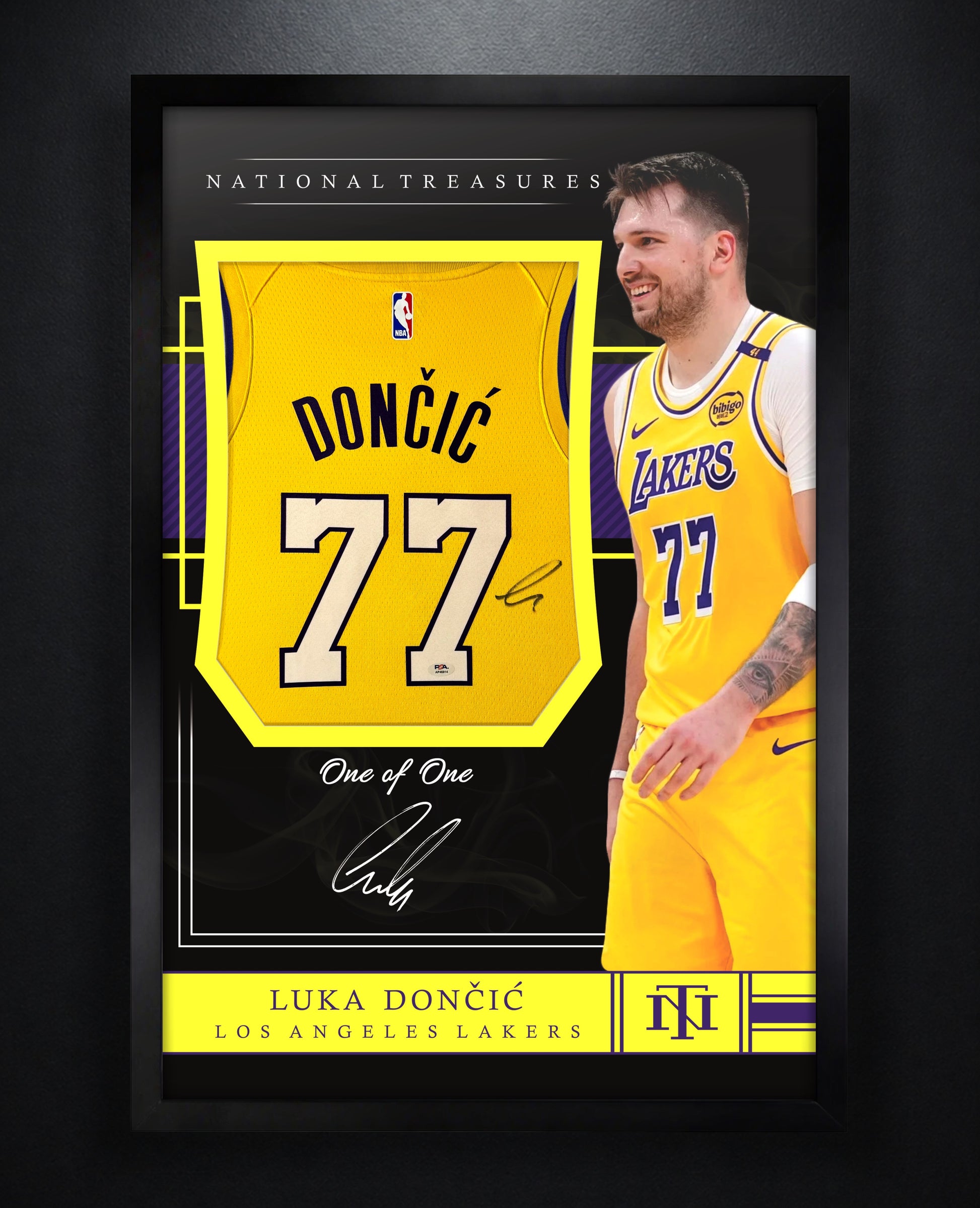 Luka Doncic Signed Los Angeles Lakers Nike Jersey Framed PSA COA - Photo of frame