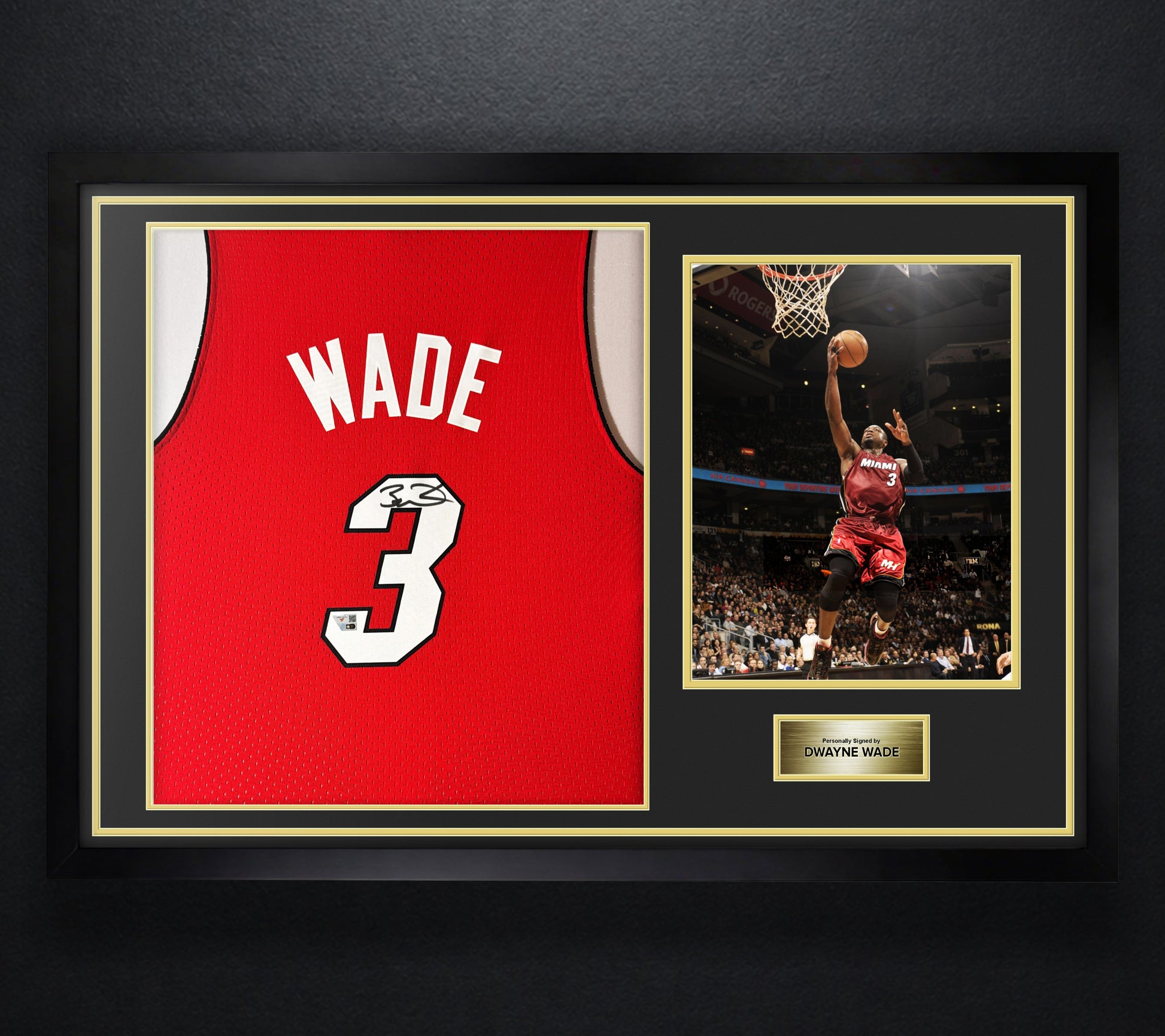 Dwayne Wade Signed Miami Heat Mitchell & Ness Jersey Framed Fanatics COA - Photo of frame