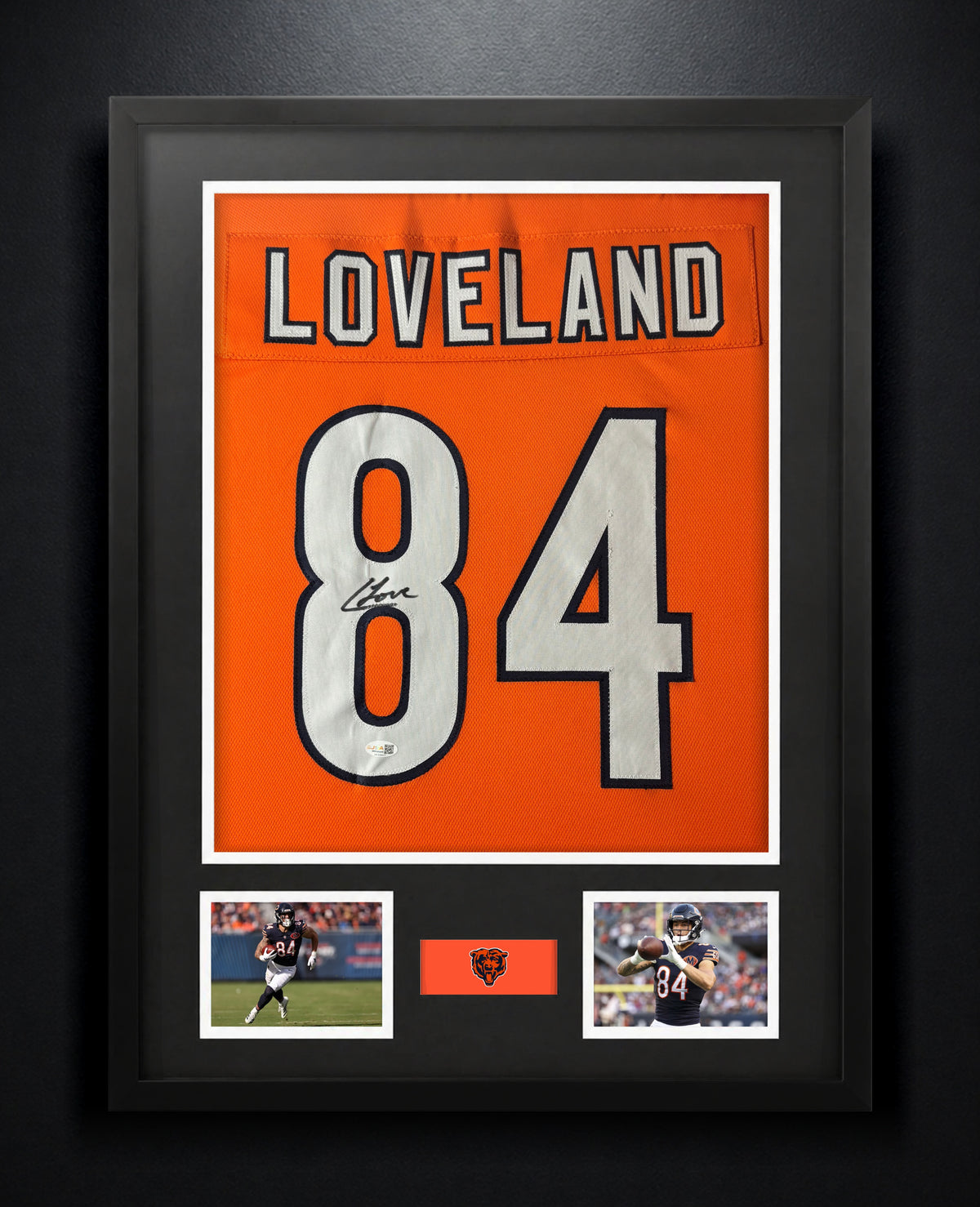 Colston Loveland Signed Chicago Bears Jersey Framed JSA COA - Photo of frame
