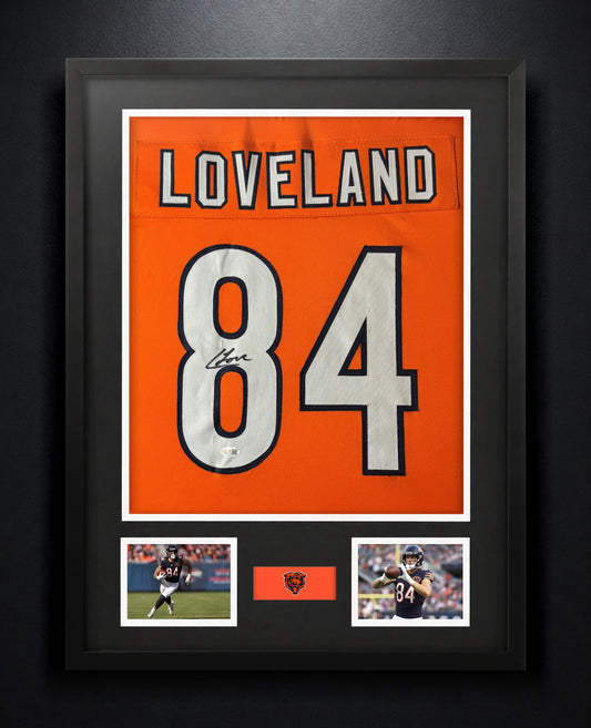 Colston Loveland Signed Chicago Bears Jersey Framed JSA COA - Photo of frame