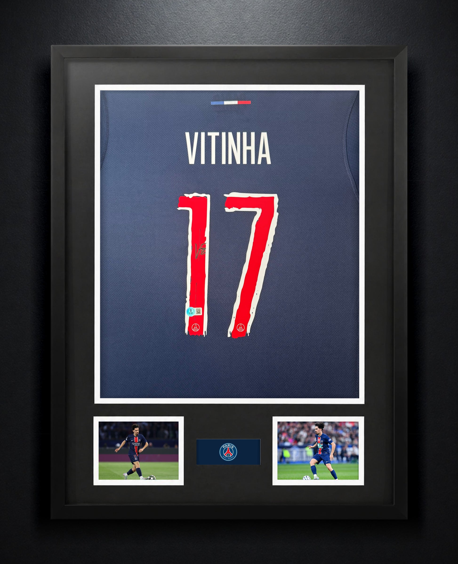 Vitinha Signed PSG Nike Jersey Framed Beckett COA - Photo of frame