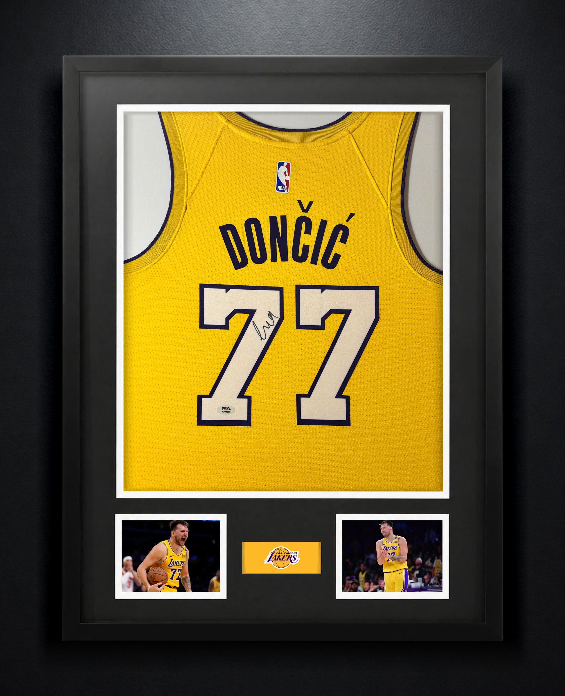 Luka Doncic Signed Los Angeles Lakers Nike Jersey Framed PSA COA - Photo of frame