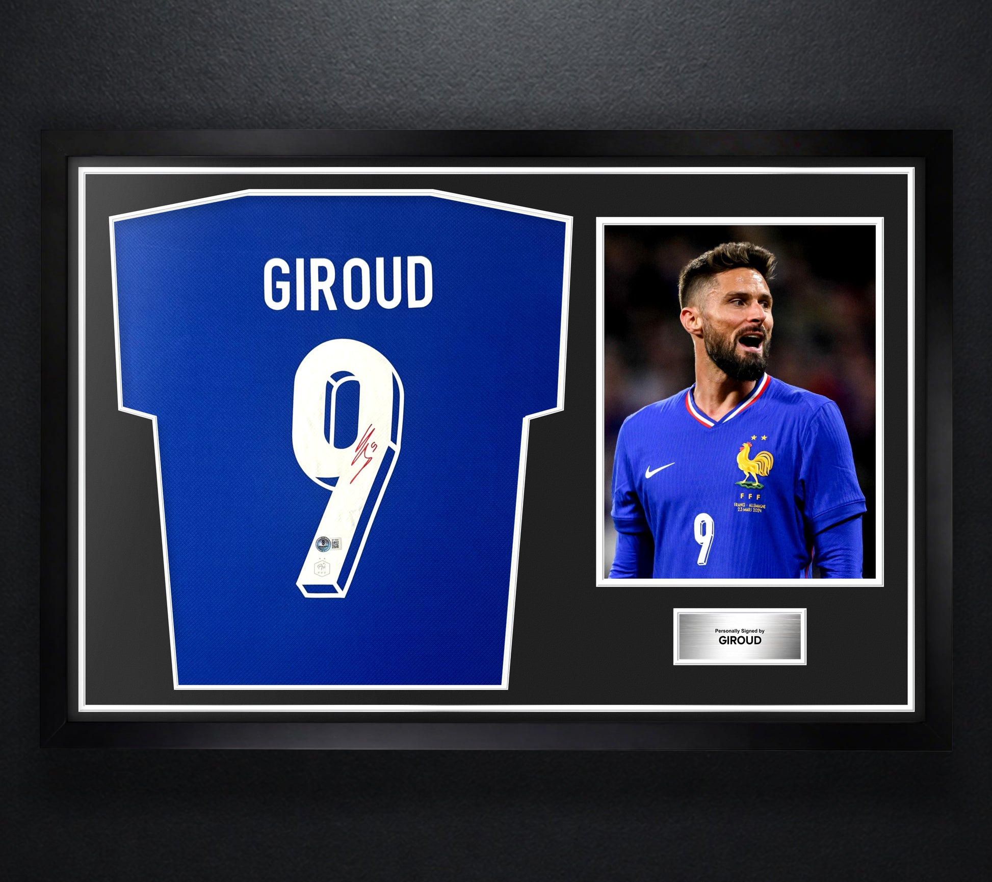 Giroud France Signed France Nike Jersey Framed Beckett COA - Photo of frame