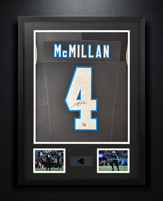 Tetairoa McMillan Signed Carolina Panthers Nike Jersey Framed Fanatics COA - Photo of frame