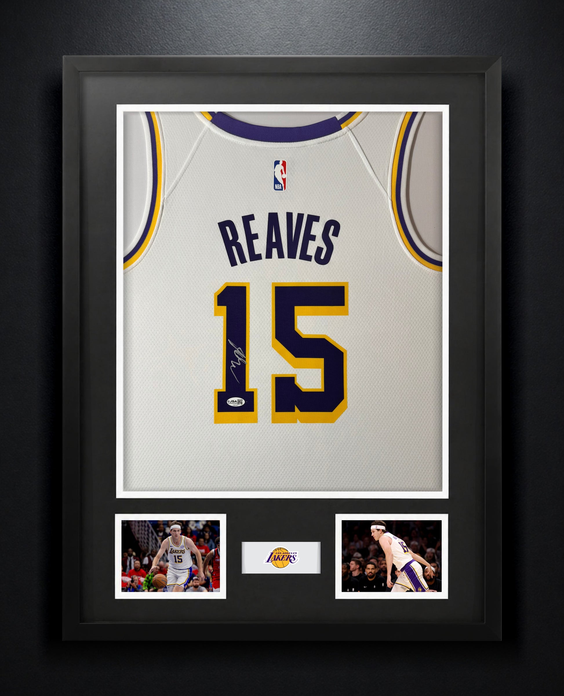 Austin Reaves Signed Los Angeles Lakers Nike Jersey Framed JSA COA - Photo of frame