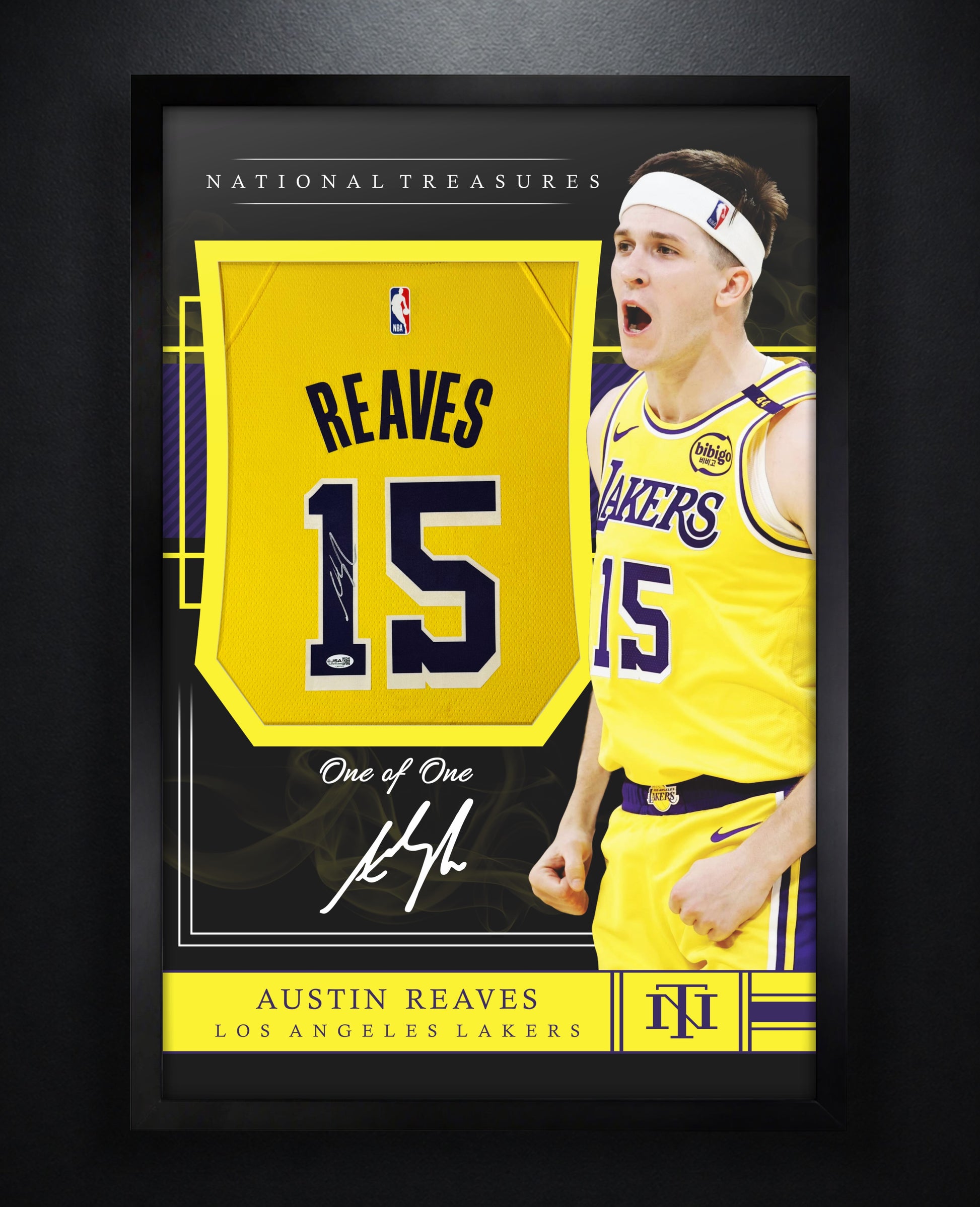 Austin Reaves Signed Los Angeles Lakers Nike Jersey Framed JSA COA - Photo of frame