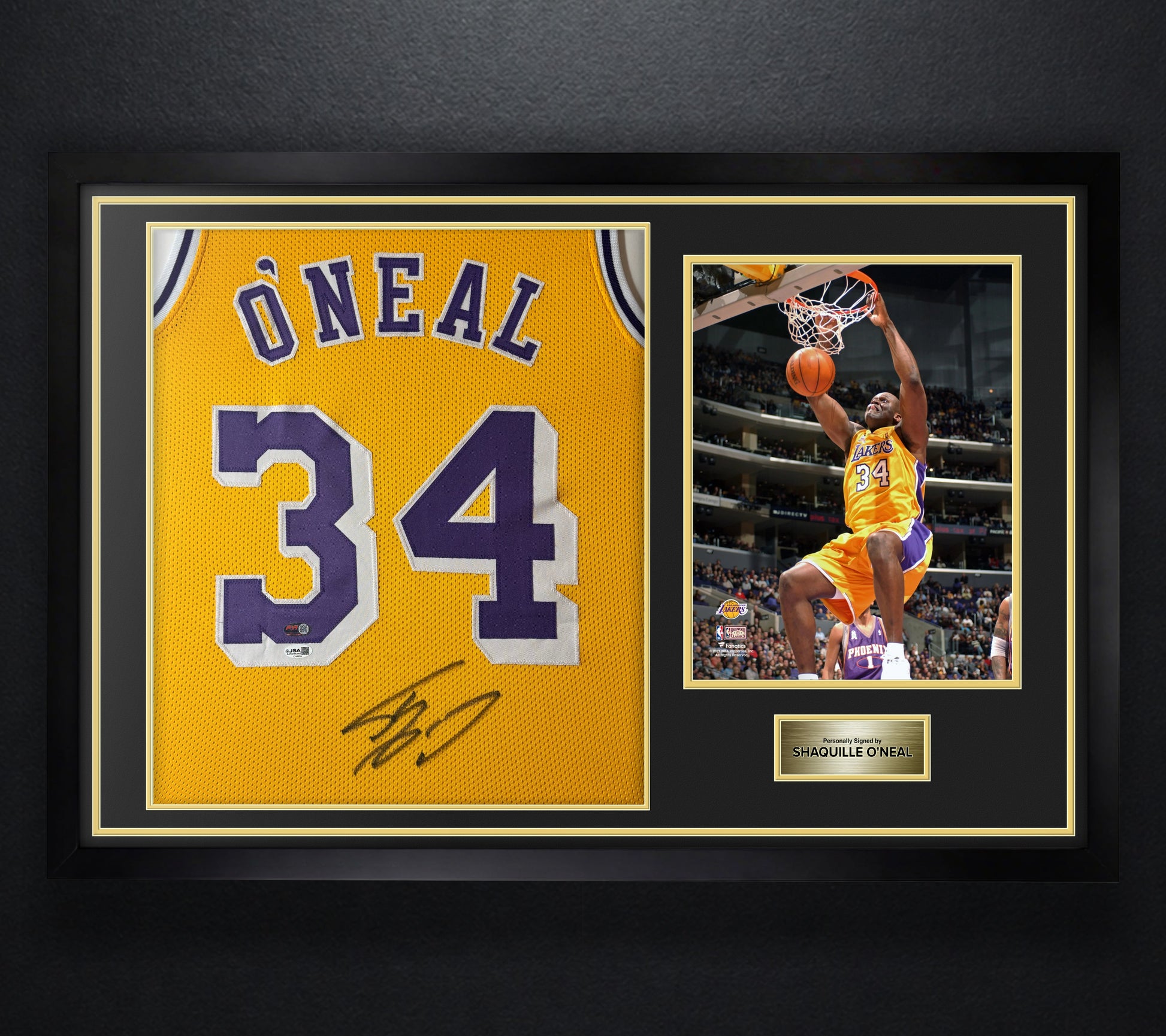 Shaquille O'Neal Signed Los Angeles Lakers Jersey Framed JSA & PIA COA - Photo of frame