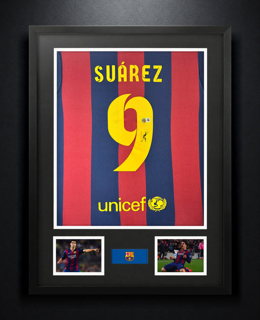 Luis Suarez Signed FC Barcelona Nike Jersey Framed Beckett COA - Photo of frame