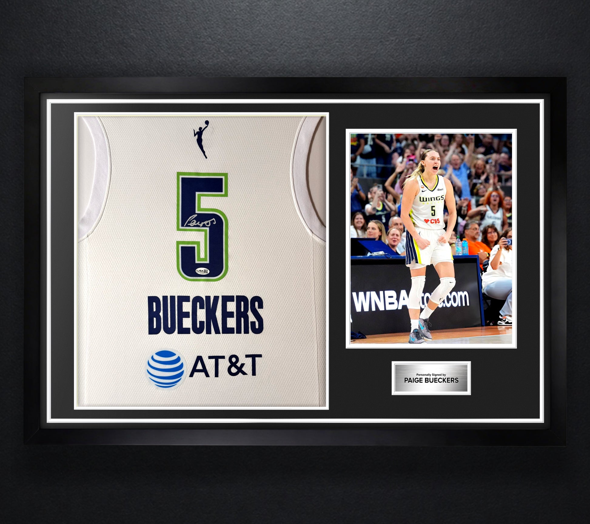 Paige Bueckers Signed Dallas Wings Nike Jersey Framed JSA COA - Photo of frame