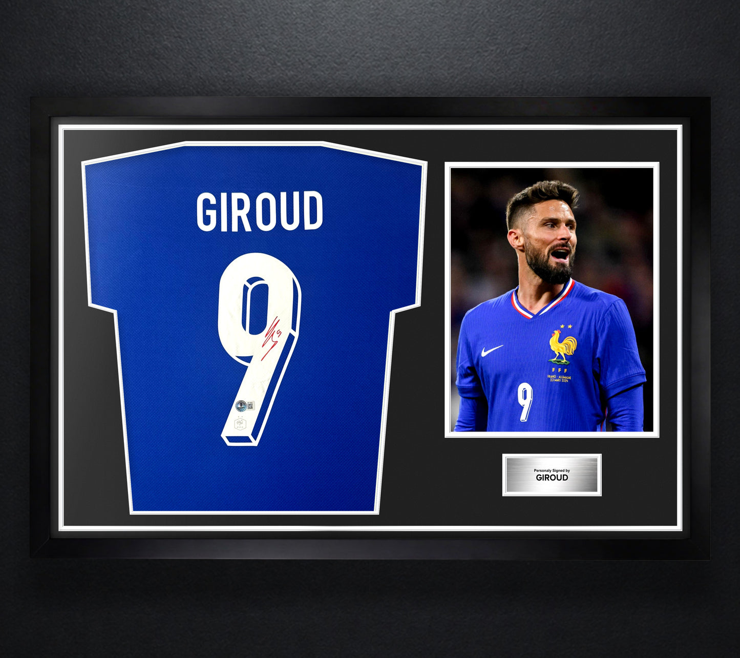 Giroud France Signed France Nike Jersey Framed Beckett COA - Photo of frame