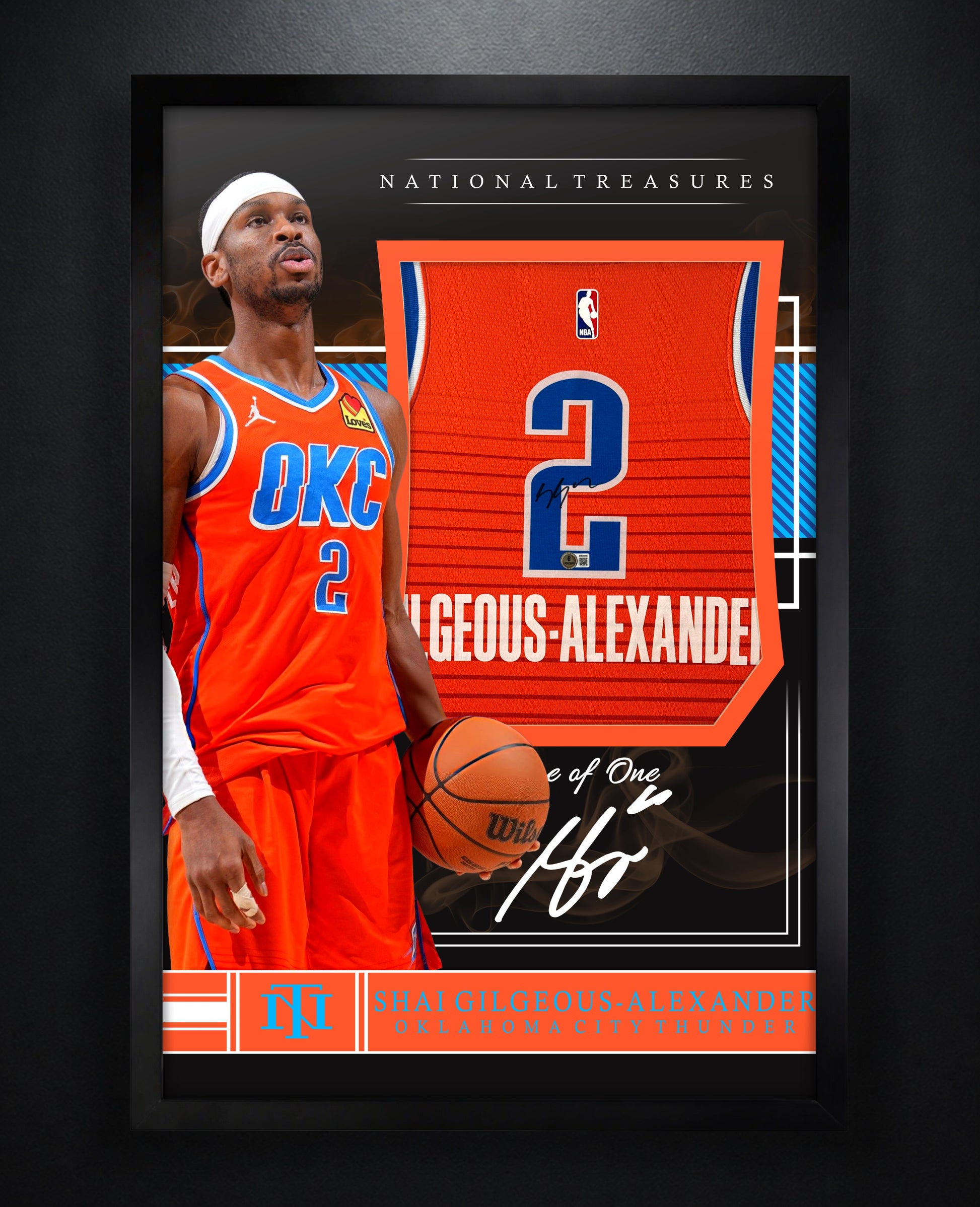 Shai Gilgeous-Alexander Signed Oklahoma City Thunder Nike Jersey Framed Beckett COA - Photo of frame