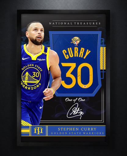 Stephen Curry Signed Golden State Warriors Nike Jersey Framed PSA COA - Photo of frame