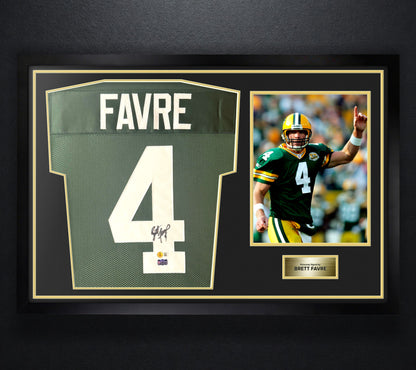 Brett Favre Signed Green Bay Packers Jersey Framed Beckett & Favre Holograms COA - Photo of frame