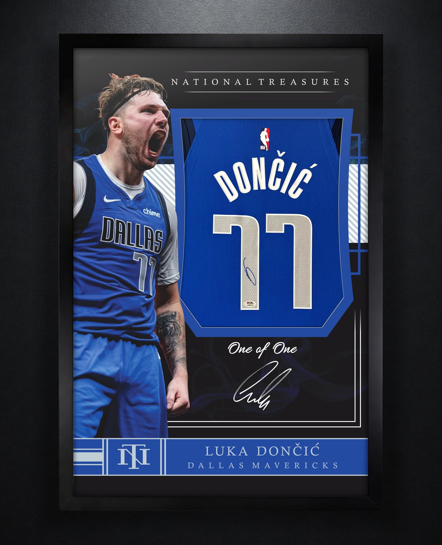 Luka Doncic Signed Dallas Mavericks Nike Jersey Framed PSA COA - Photo of frame