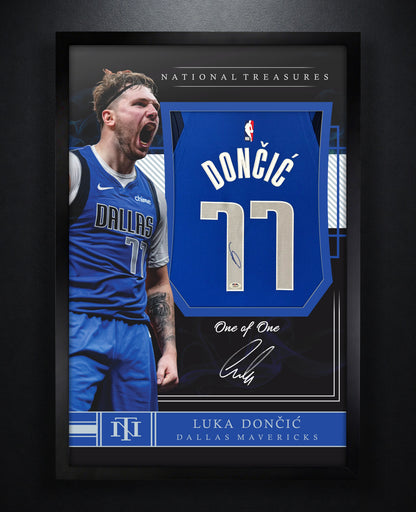 Luka Doncic Signed Dallas Mavericks Nike Jersey Framed PSA COA - Photo of frame