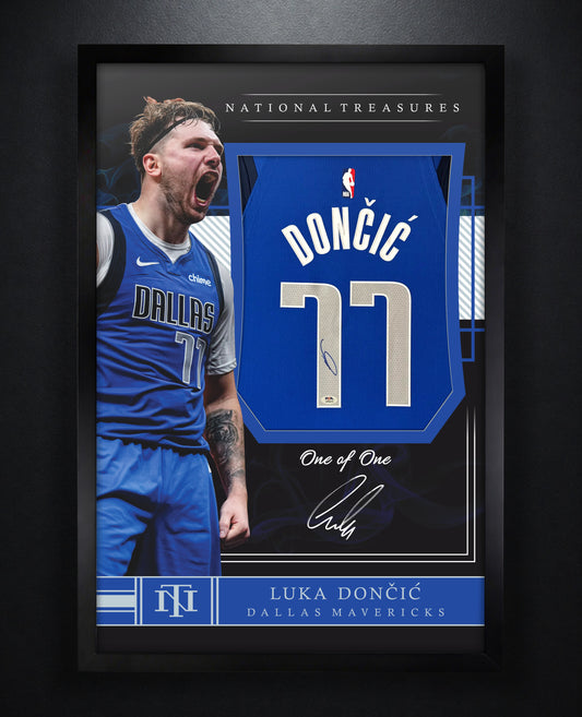 Luka Doncic Signed Dallas Mavericks Nike Jersey Framed PSA COA - Photo of frame