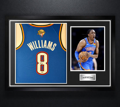 Jalen Williams Signed Oklahoma City Thunder Nike Jersey Framed PSA COA - Photo of frame