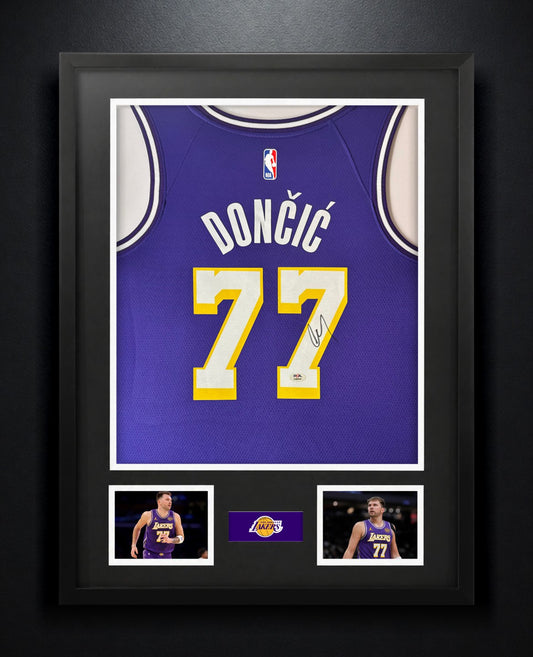 Luka Doncic Signed Los Angeles Lakers Nike Jersey Framed PSA COA - Photo of frame