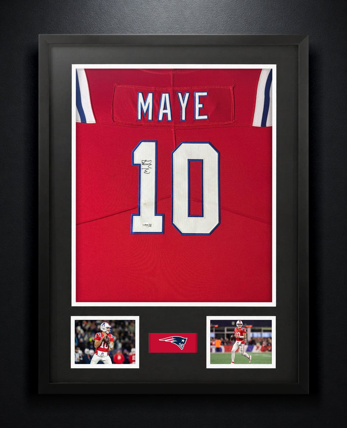 Drake Maye Signed New England Patriot Nike Jersey Framed JSA COA - Photo of frame