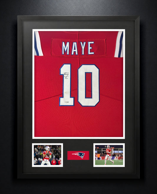 Drake Maye Signed New England Patriot Nike Jersey Framed JSA COA - Photo of frame