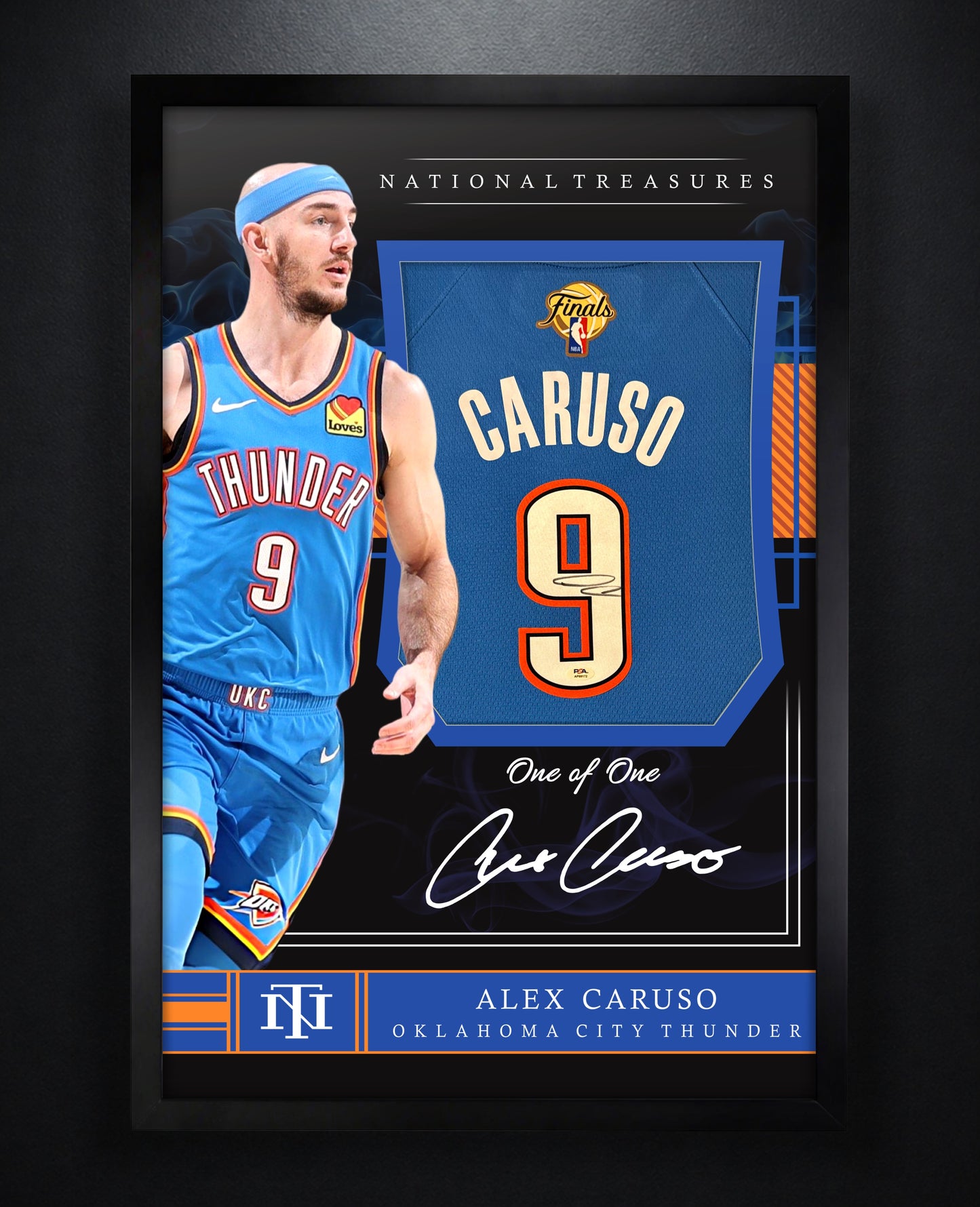 Alex Caruso Signed Oklahoma City Thunder Nike Jersey Framed PSA COA - Photo of frame