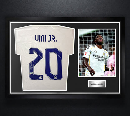 Vinicius Junior Signed Real Madrid Adidas Jersey Framed Beckett COA - Photo of frame