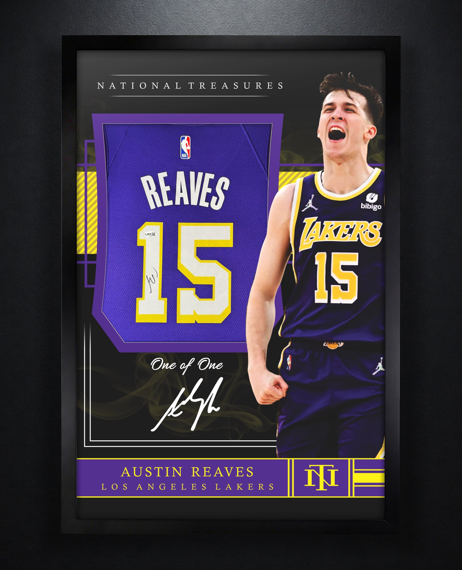 Austin Reaves Signed Los Angeles Lakers Nike Jersey Framed JSA COA - Photo of frame