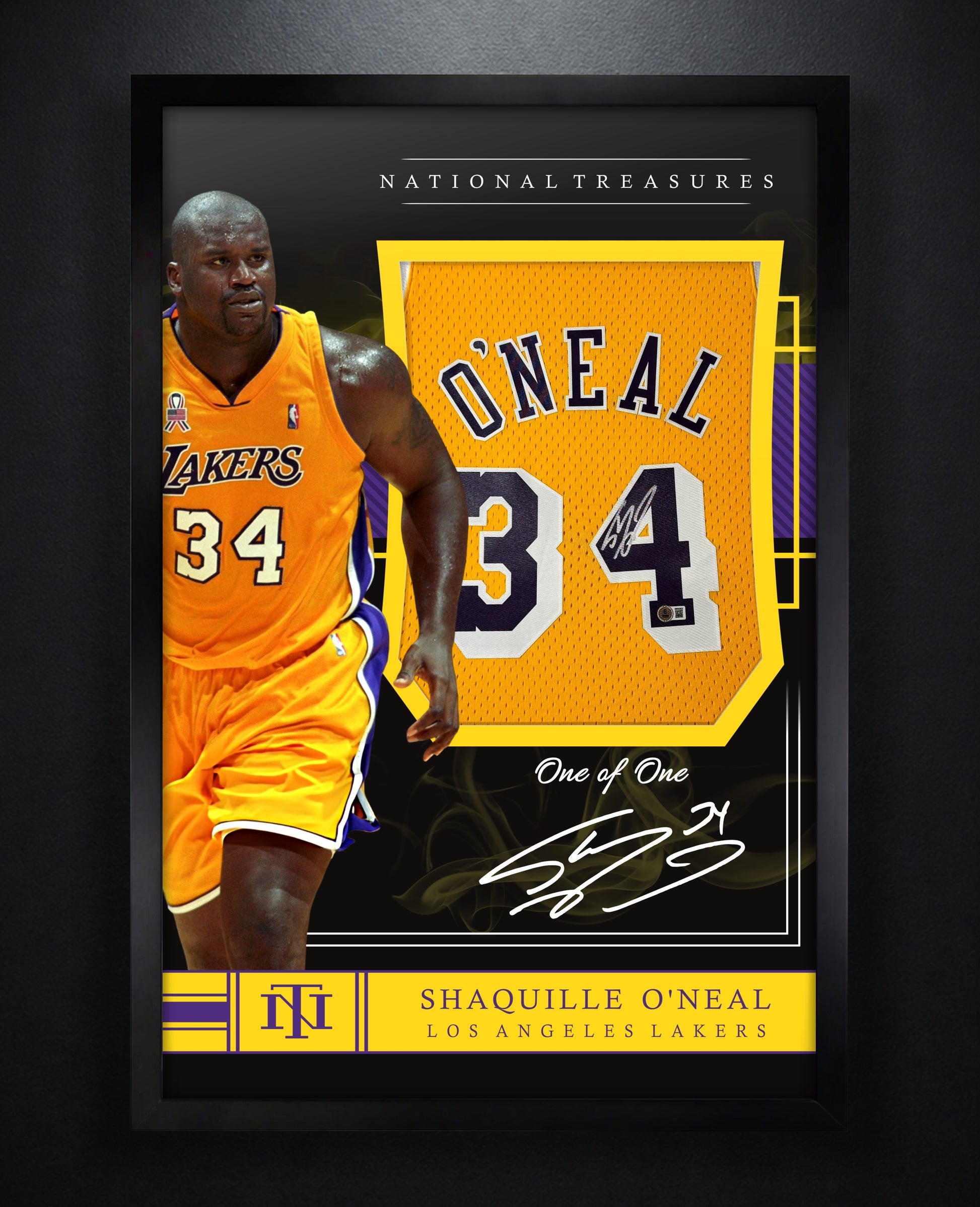 Shaquille O'Neal Signed Los Angeles Lakers Mitchell & Ness Jersey Framed Beckett COA - Photo of frame