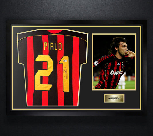 Andrea Pirlo Signed AC Milan Adidas Jersey Framed Beckett COA - Photo of frame