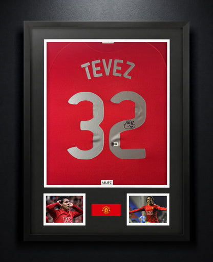 Carlos Tevez Signed Manchester United Nike Jersey Framed Beckett COA - Photo of frame