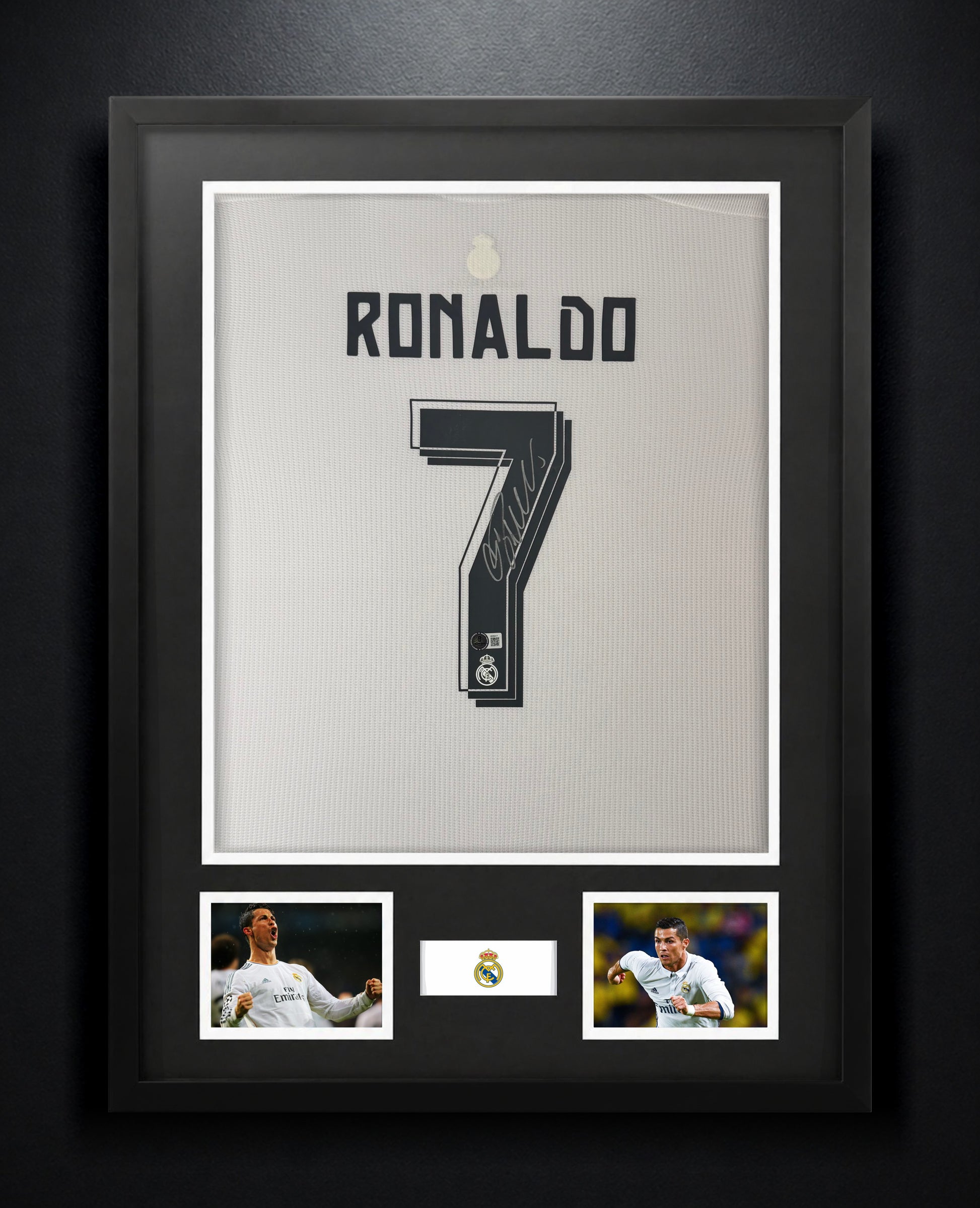 Cristiano Ronaldo Signed Real Madrid Adidas Jersey Framed Beckett LOA & COA - Photo of frame