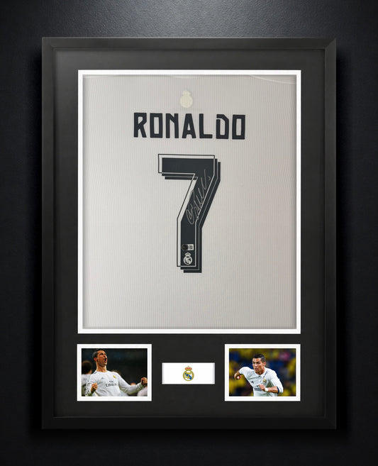 Cristiano Ronaldo Signed Real Madrid Adidas Jersey Framed Beckett LOA & COA - Photo of frame